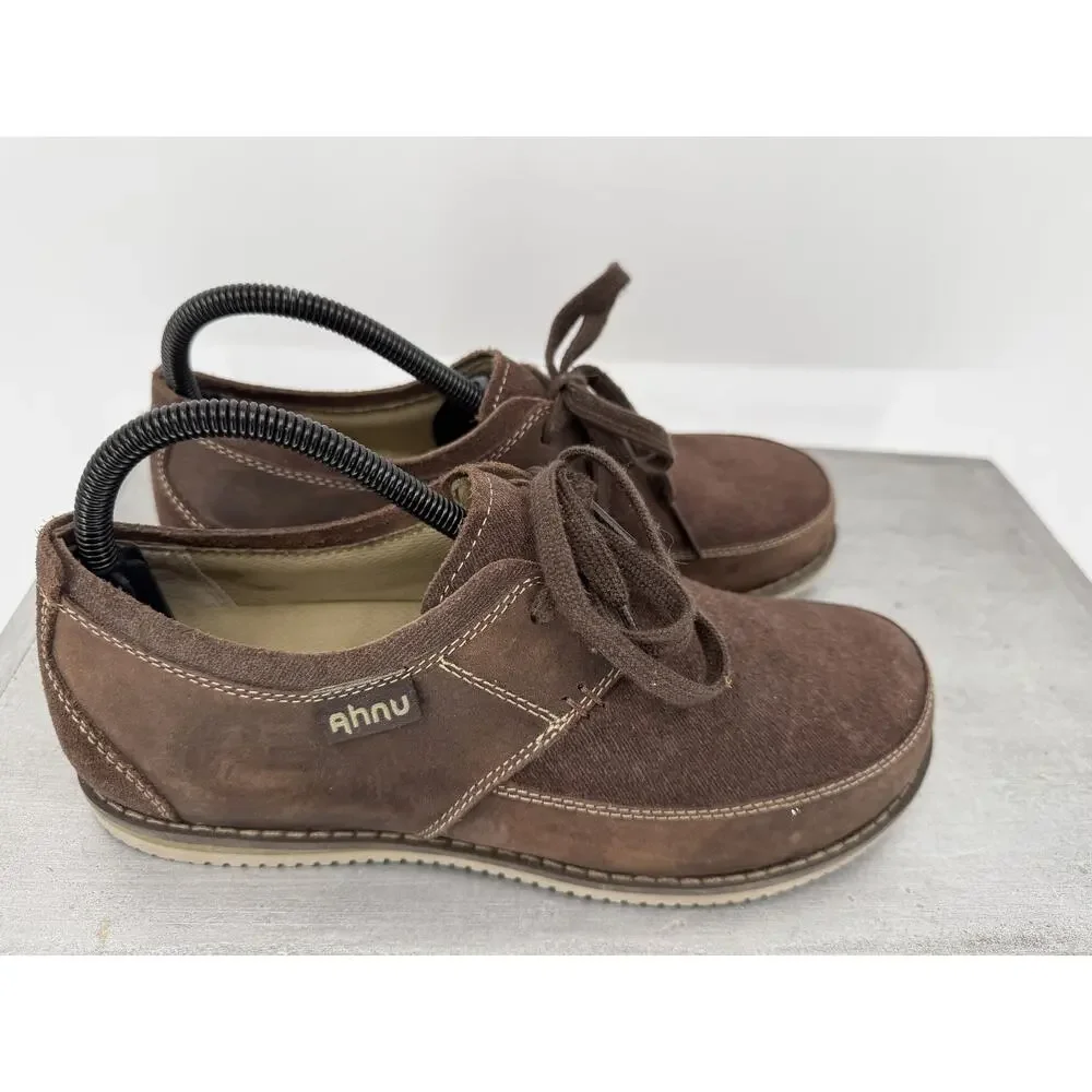 Ahnu Women's Brown Leather Suede Lace-Up Oxford Shoes Size US 7 EU 39.5